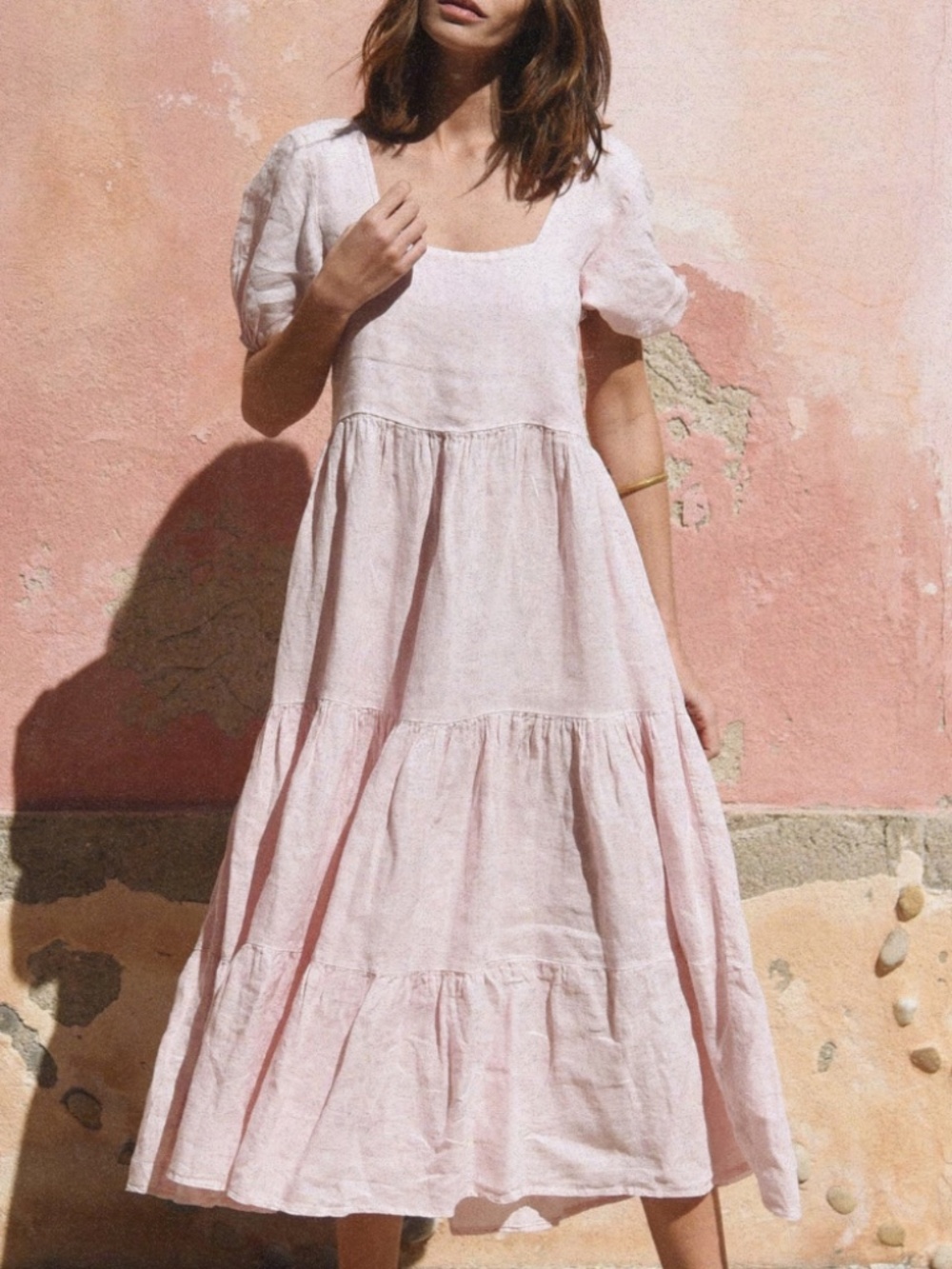 Beachwood The Label Paloma Linen Maxi Dress Blush – Size M/L – Retail $198